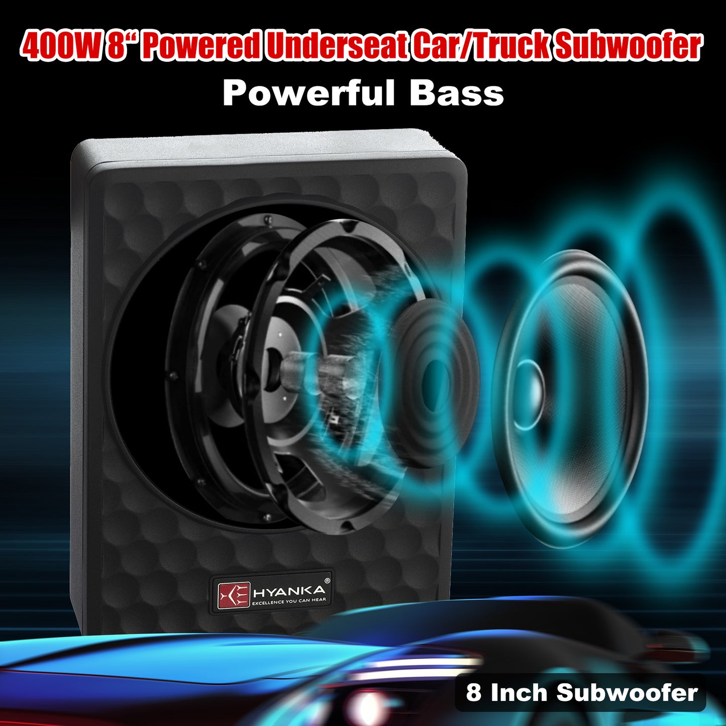 SODA-08ASW | 8" Amplified UnderSeat Subwoofer 100 Watt Rms
