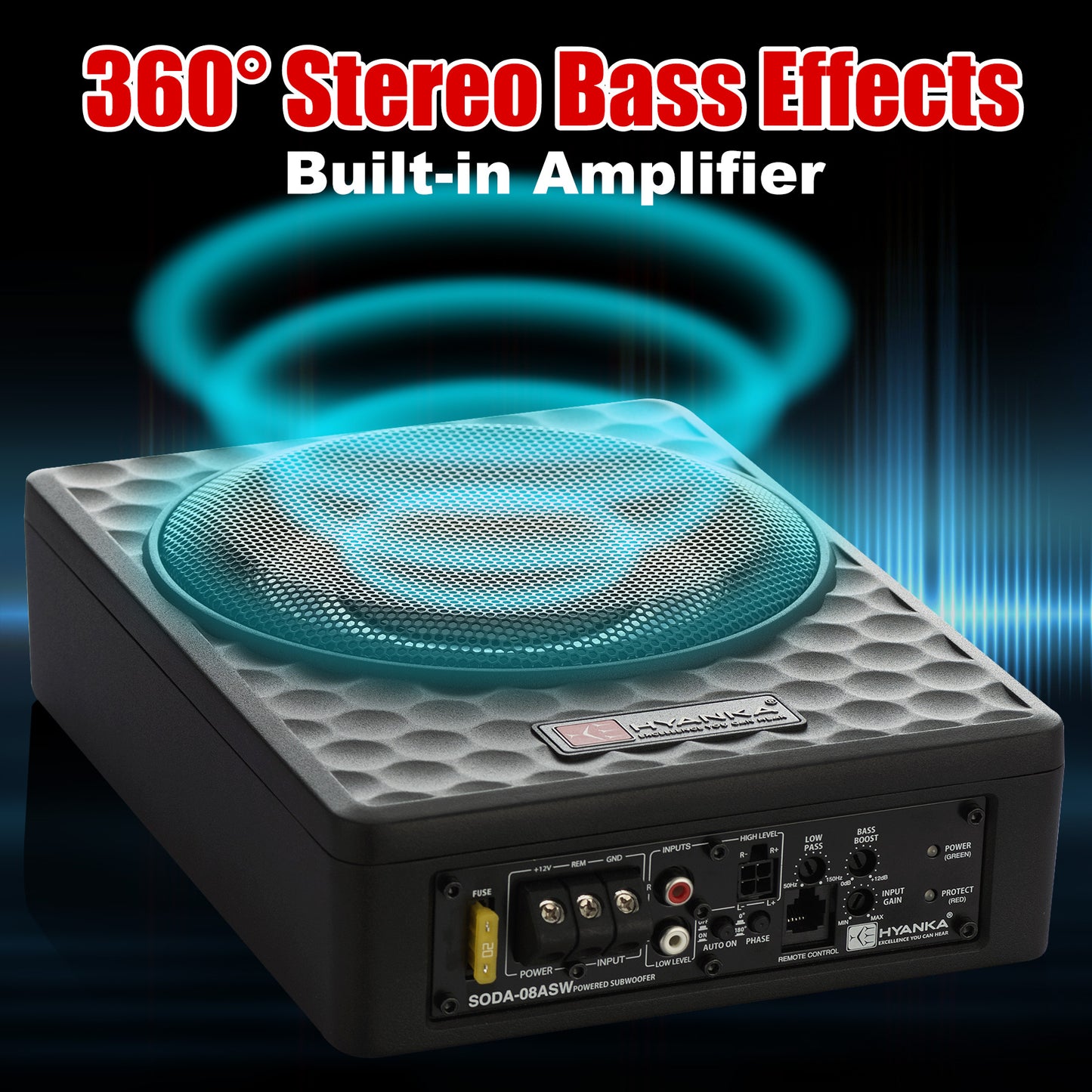 SODA-08ASW | 8" Amplified UnderSeat Subwoofer 100 Watt Rms