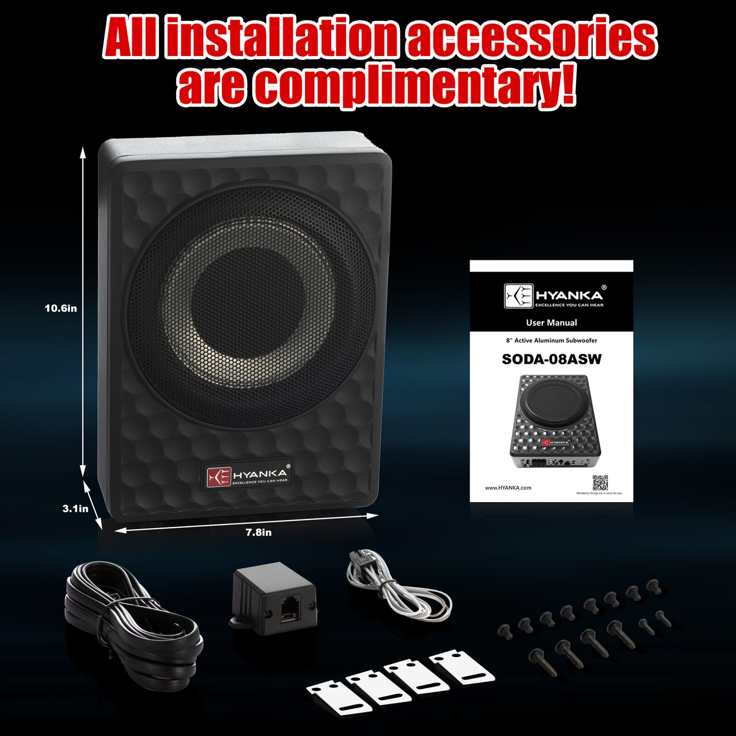 SODA-08ASW | 8" Amplified UnderSeat Subwoofer 100 Watt Rms
