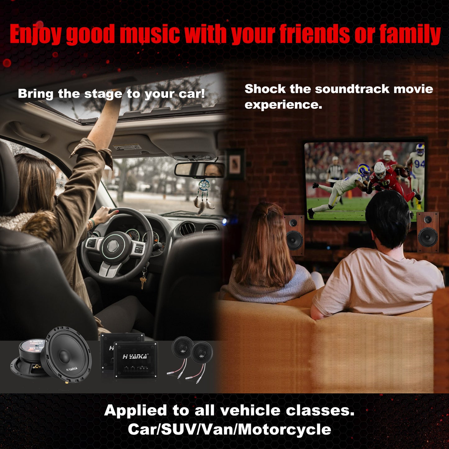HCM-A1 | 6.5" 2-Way Component Car Speakers 550 Watt Rms 4-Ohms