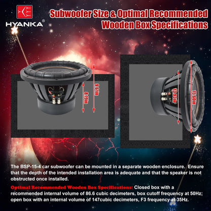 BSP-15-4 | 15" Car Subwoofer 1500 Watt Rms DVC 4-Ohms Black Aluminum Basket