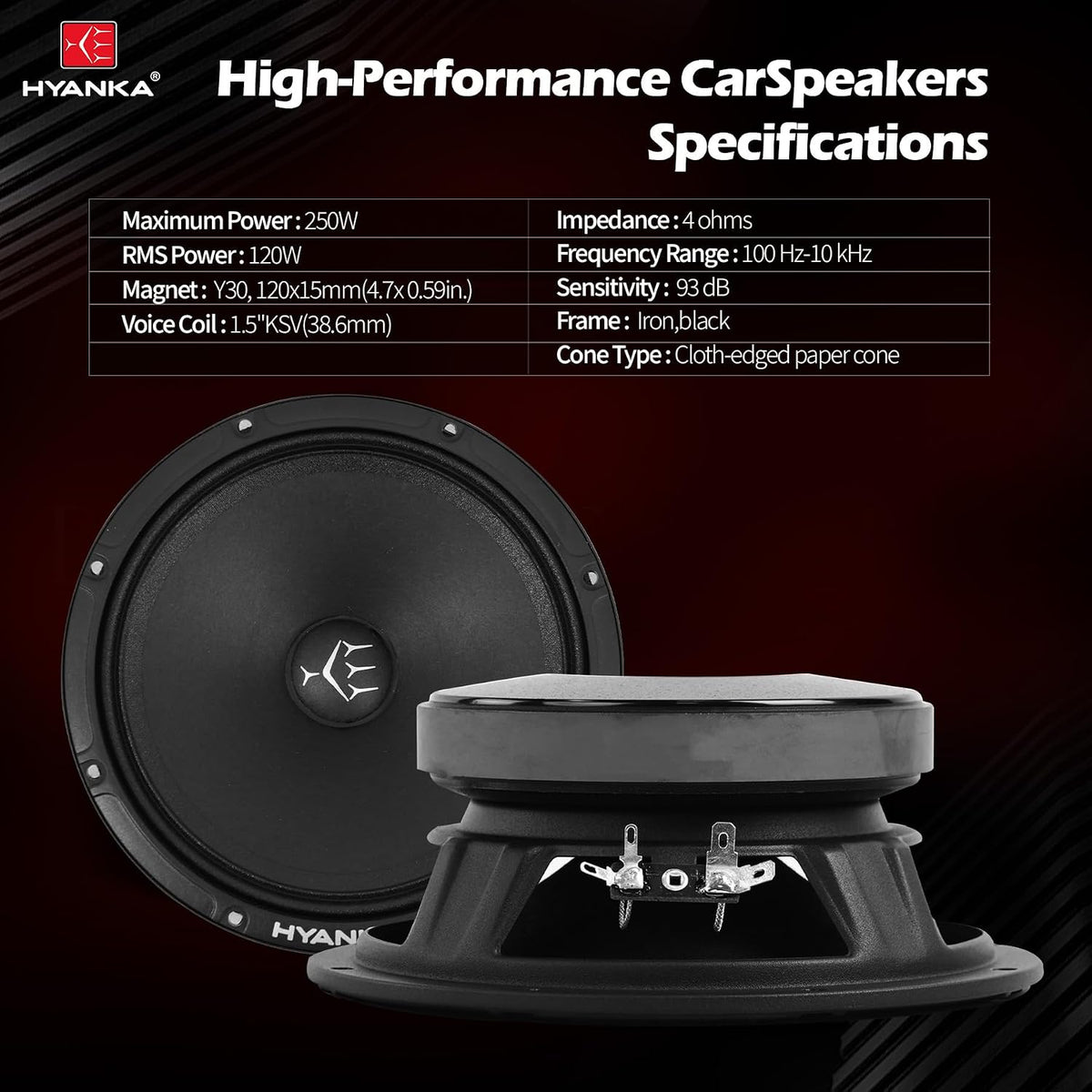 SMD-65 | 6.5" Midrange Car Speakers 120 Watts RMS 4-Ohms - Pair