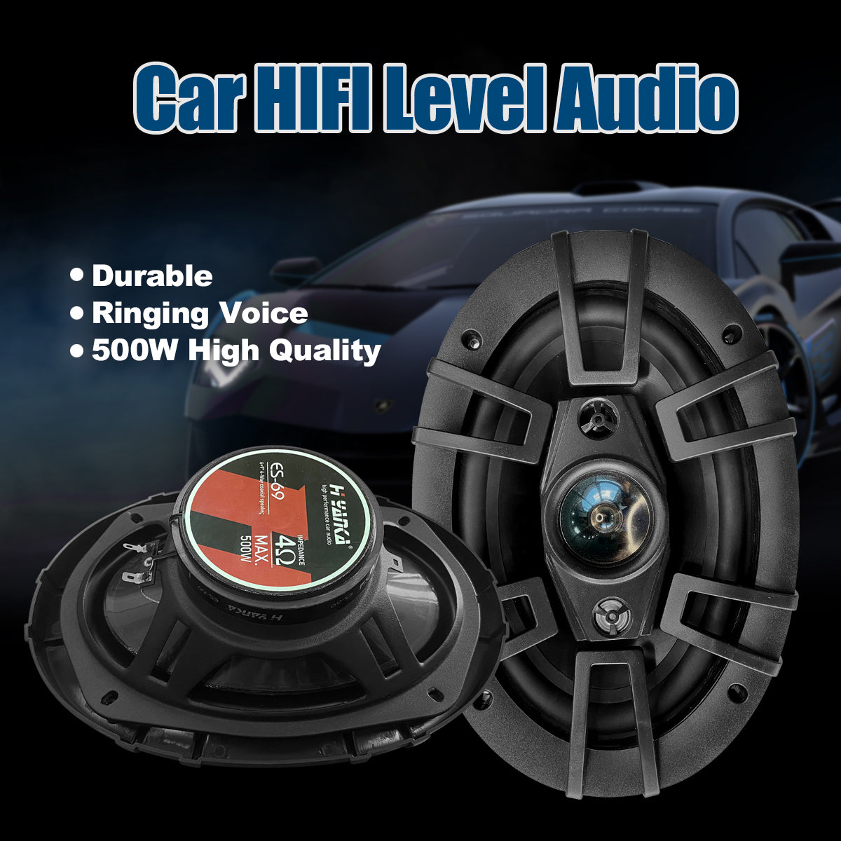 H YANKA 6x9 Car Speakers Full Range 500 Watt Max 4 Way Coaxial Car